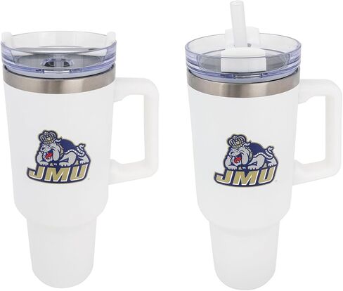 Desert Cactus James Madison University Dukes JMU الفولاذ المقاوم للصدأ معزول كبير مع مقبض قش قابلة لإعادة الاستخدام مزدوج الكوب الساخن الساخن بارد الشربات المحفورة (40 أوقية أونصة رالي التصميم ب) in Saudi Arabia