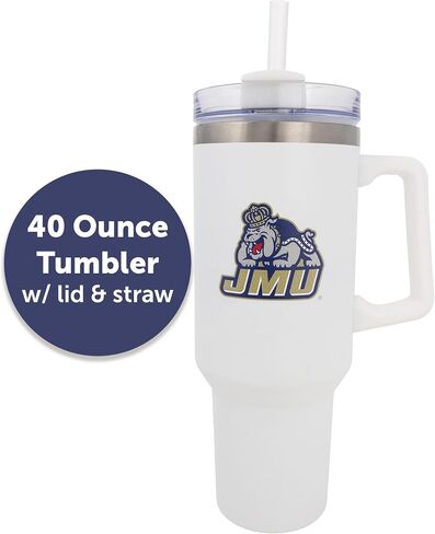 Desert Cactus James Madison University Dukes JMU الفولاذ المقاوم للصدأ معزول كبير مع مقبض قش قابلة لإعادة الاستخدام مزدوج الكوب الساخن الساخن بارد الشربات المحفورة (40 أوقية أونصة رالي التصميم ب) in Saudi Arabia