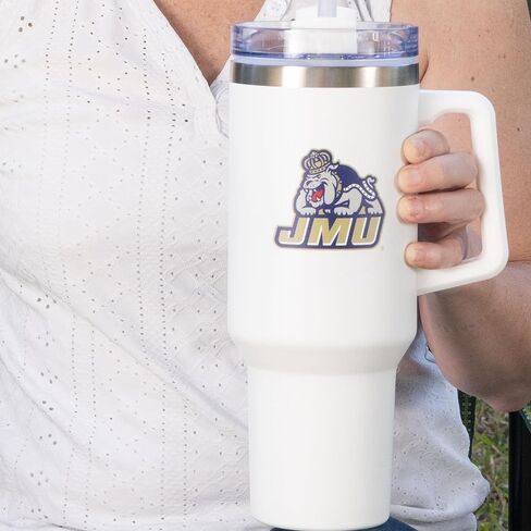 Desert Cactus James Madison University Dukes JMU الفولاذ المقاوم للصدأ معزول كبير مع مقبض قش قابلة لإعادة الاستخدام مزدوج الكوب الساخن الساخن بارد الشربات المحفورة (40 أوقية أونصة رالي التصميم ب) in Saudi Arabia