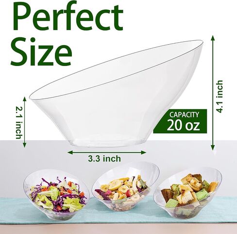 Bucla 12 Pack Blastic Serving Bowls - 20 Oz Angled Serving Bowls يمكن التخلص منه للرقائق والحلوى والسلطة والفواكه - مثالية للحفلات والزفاف in Kuwait