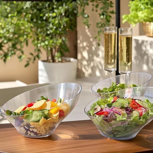 Bucla 12 Pack Blastic Serving Bowls - 20 Oz Angled Serving Bowls يمكن التخلص منه للرقائق والحلوى والسلطة والفواكه - مثالية للحفلات والزفاف in Kuwait