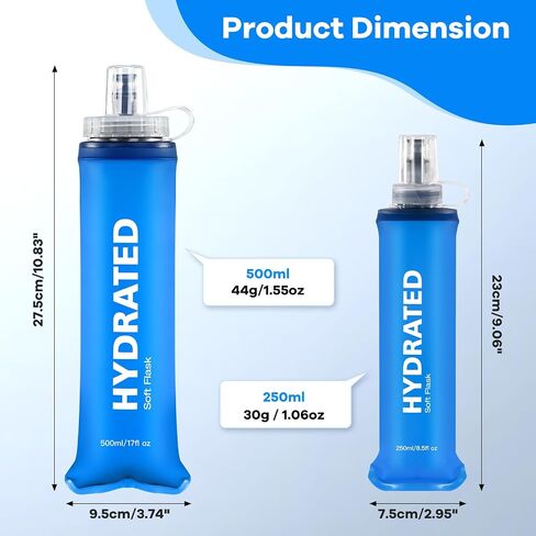 2Pack قارورة ناعمة ، 8.5 أوقية زجاجة ماء ناعم قابلة للطي ، زجاجة TPU قابلة للطي 250 مل لحزمة الترطيب خالية in Kuwait