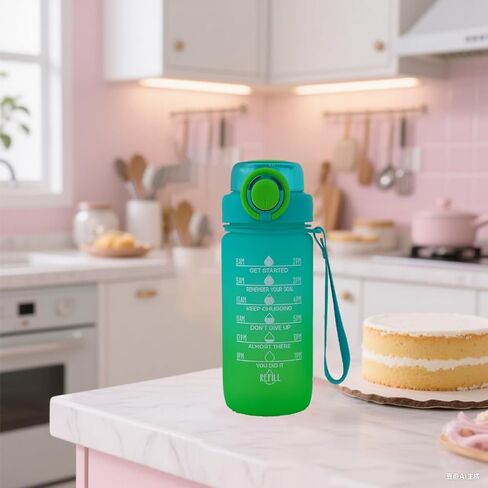 ZZT 20 أوقية زجاجات مياه مع علامة الوقت للشرب والقش ، والكلمات التحفيزية زجاجة المياه ، وتسرب ، زجاجة مياه رياضية للصالة الرياضية والنشاط في الهواء الطلق (الأرجواني) in Kuwait