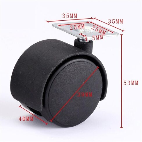 4Pcs Furniture Caster Plate Without Brake Swivel Castor Wheels Replace Trolley Cart Roller Black(30mm) in Saudi Arabia