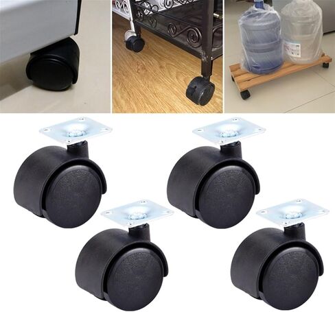 4Pcs Furniture Caster Plate Without Brake Swivel Castor Wheels Replace Trolley Cart Roller Black(30mm) in Saudi Arabia