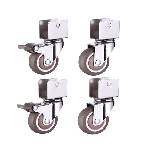 1.5 Furniture Crib Casters Cabinet Clamp with Brake Wheels Soft Rubber Swivel Caster Furniture 4 Pcs(N0.3,18mm) in Saudi Arabia