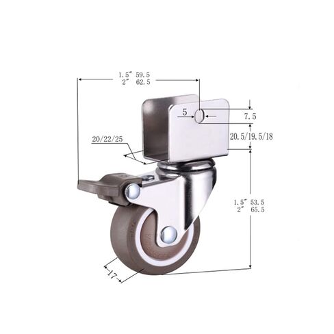 1.5 Furniture Crib Casters Cabinet Clamp with Brake Wheels Soft Rubber Swivel Caster Furniture 4 Pcs(N0.3,18mm) in Saudi Arabia