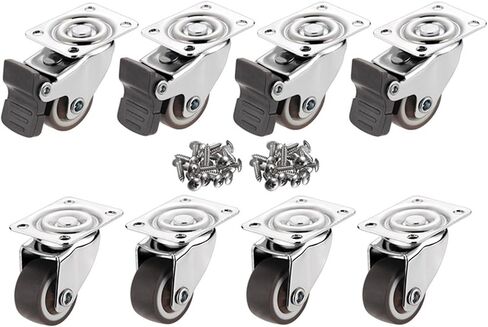 8pcs الأثاث عجلات عجلات ناعمة من المطاط دوارة العجلة الفضية العجلة (النوع 2،1.5 بوصة) in Saudi Arabia
