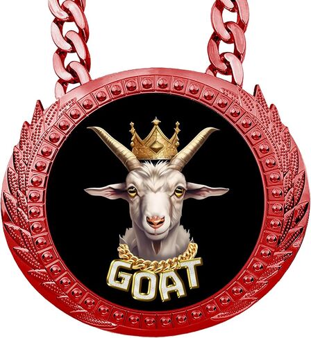 Trophy Depot G.O.A.T MEDALLION MEDALLION - 6 "الزهور المعدني الأحمر على الإطلاق مع ترصيع الذهب/الأسود الحصري الذي يتميز باختيار 3 شعارات عنزة أصلية. in Kuwait