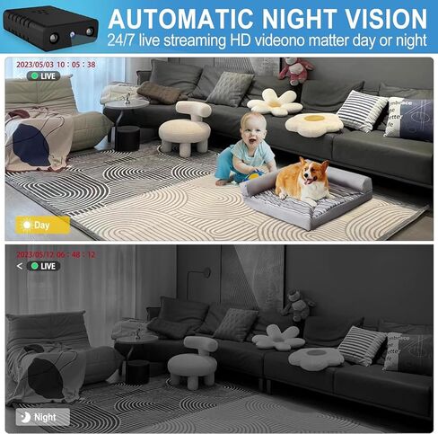 كاميرا BEEDMXU Spy Hidden Wireless WiFi Security Home Camera، HD1080P Nanny Cam مع رؤية ليلية وكشف الحركة - كاميرا أمان داخلية للمنزل والمكتب والسيارة (مع بطارية + 64 جيجابايت microSD) in Kuwait