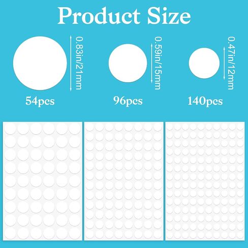 290 Pcs White Screw Hole Covers Stickers, Screws Cap Covers Self-Adhesive White Sticker to Cover Screw Furniture Stickers PVC Waterproof Screws Hole Sticker for Wooden Furniture Cabinet, 12/15/21 mm in Saudi Arabia