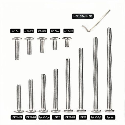[40 Pack] 1/4-20 x 1/2" 304 Stainless Steel Flat Head Hex Socket Cap Screws A2-70 Grade 18-8 Bolts with Hex Key, Full Thread for Furniture, Machinery Marine (Corrosion Resistant) in Saudi Arabia