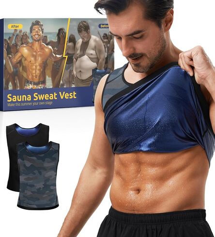 Sweat Vest for Men - Sauna Tank Top for Men Weight Loss, Compression Waist Trainer, Men's Sauna Vest for Gym Workout in Saudi Arabia