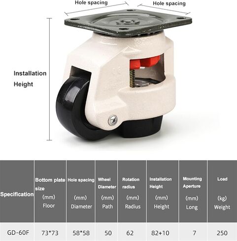 2pcs عجلات آلة التسوية القابلة للسحب GD-60F لوحات التسوية عجلة 250 كجم لكل خراب in Saudi Arabia