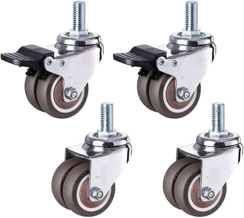 4Pcs/Set Heavy Duty Swivel Stem Rubber Caster Wheels M10 X 25mm Locking Casters 50mm(Set 2) in Saudi Arabia