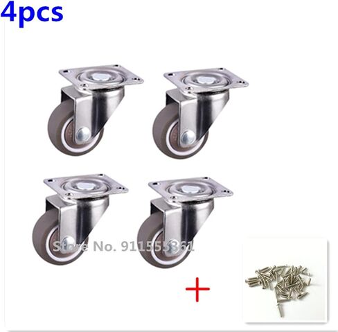 80 كجم 4pcs الأثاث عجلات عجلات ناعمة المطاط دوارة الدوارة السيلفة الفضة (الفضة) in Saudi Arabia