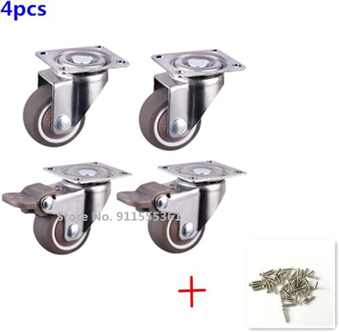80 كجم 4pcs الأثاث عجلات عجلات ناعمة المطاط دوارة الدوارة السيلفة الفضة (الفضة) in Saudi Arabia