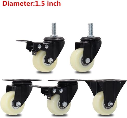 4Pcs 41mm Heavy Duty 180kg Black Swivel Castor Wheels Trolley Durable Furniture Caster Nylon(B15) in Saudi Arabia
