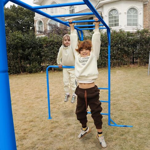 Outdoor Monkey Bar Set with Climbing Frame, Gymnastics bars, Playground Sets for Backyards, Metal Monkey Bars for Kids Age 3 and Up, Backyard Playground Set with Powder Coated Steel, Green in Saudi Arabia