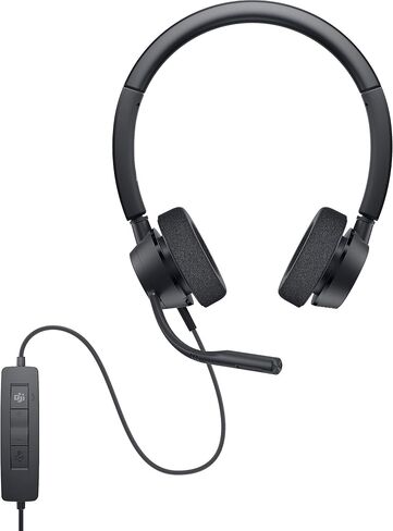 Dell Pro Stereo Headset - WH3022, Control Panel Includes Call Control, Boom Mic, Adjustable Headband, Ear Cushions, Black in Saudi Arabia