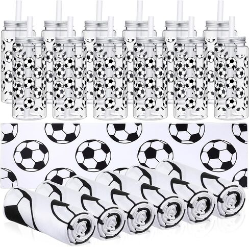 24 Pack Baseball Team Gifts Include 12 Baseball Cooling Towels 12 Plastic Tumbler 40"x12" Breathable Chilly Towel 13.5oz Reusable Cups with Lid and Straw for Sports Party (White, Baseball) in Saudi Arabia