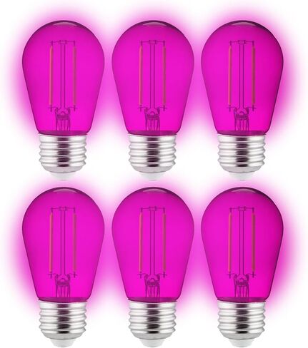 DIODESY- LED S14 String Black Light Presplication Bulb 2W (25W ما يعادلها) E26 قاعدة متوسطة قابلة للخلايا عتيقة الزجاج الملون لزخرفة الحفلات الإضاءة الفناء الفناء in Saudi Arabia