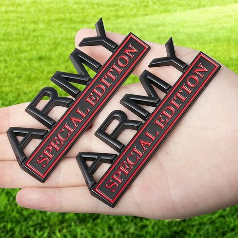 2Pack Army Edition Edition Edition مع 4 لاصق ، شارة ثلاثية الأبعاد للشاحنات ، استبدال الملصقات المعدنية المتوافقة مع مركبة عالمية ، هدايا مخضرمة للجيش للرجال (Silver & Black) in Kuwait