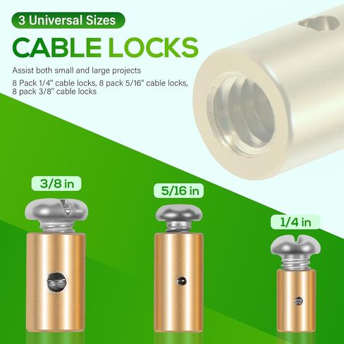 03336 Cable Stop Assortment 24 Pack Universal Fit 1/4", 5/16", 3/8" Cable Lock for Anchoring Various Types of Cables in Saudi Arabia