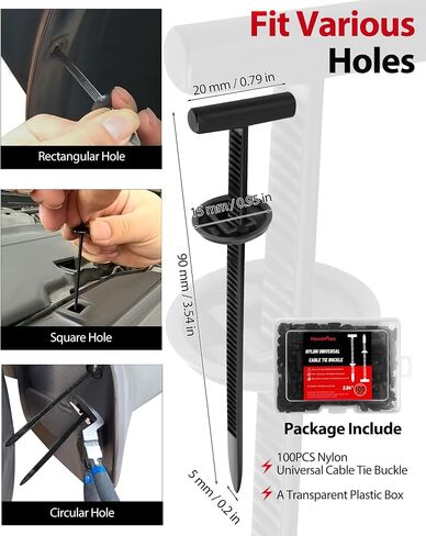 Upgrade Nylon Universal Cable Tie Buckle, Multifunctional Snap Fit Nylon Clips, UV Resistant Car Zip Ties Clips for Car Fender Bumper Trunk Home Use(100pcs) in Saudi Arabia