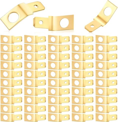 50pcs Solderless Quick Disconnect Adapters,1/4" Male Tab #10 Stud Spade Adapters, Non Insulated Wire Connectors,Brass Copper Wire Adapter,Ring Crimp Electrical Supply(Gold) in Saudi Arabia