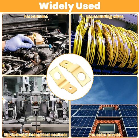 50pcs Solderless Quick Disconnect Adapters,1/4" Male Tab #10 Stud Spade Adapters, Non Insulated Wire Connectors,Brass Copper Wire Adapter,Ring Crimp Electrical Supply(Gold) in Saudi Arabia