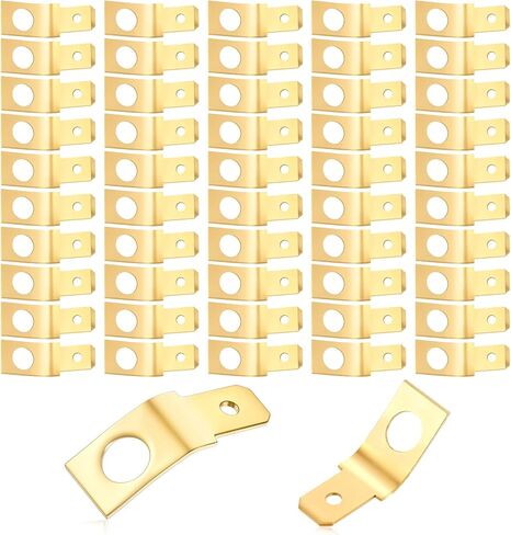 50pcs Solderless Quick Disconnect Adapters,1/4" Male Tab #10 Stud Spade Adapters, Non Insulated Wire Connectors,Brass Copper Wire Adapter,Ring Crimp Electrical Supply(Gold) in Saudi Arabia