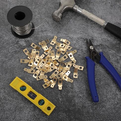 50pcs Solderless Quick Disconnect Adapters,1/4" Male Tab #10 Stud Spade Adapters, Non Insulated Wire Connectors,Brass Copper Wire Adapter,Ring Crimp Electrical Supply(Gold) in Saudi Arabia