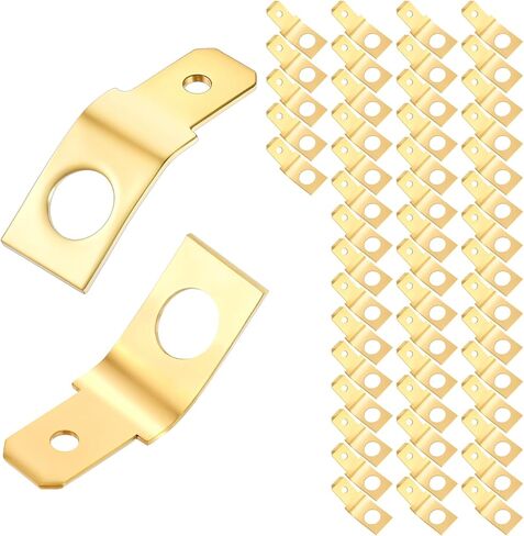 50pcs Solderless Quick Disconnect Adapters,1/4" Male Tab #10 Stud Spade Adapters, Non Insulated Wire Connectors,Brass Copper Wire Adapter,Ring Crimp Electrical Supply(Gold) in Saudi Arabia