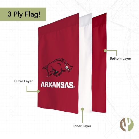 Desert Cactus University of Arkansas UA Garden Flag - 19 × 12 بوصة Arkansas Razorbacks لافتة ، للعرض في الهواء الطلق والأحداث (التصميم هـ) in Saudi Arabia