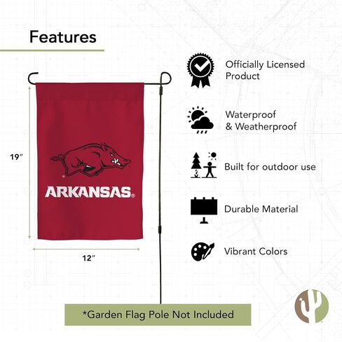 Desert Cactus University of Arkansas UA Garden Flag - 19 × 12 بوصة Arkansas Razorbacks لافتة ، للعرض في الهواء الطلق والأحداث (التصميم هـ) in Saudi Arabia