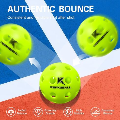 Pickleball Balls Indoor: 4 Pack, 8 Pack, 12 Pack | 40-Hole Outdoor Pickleballs, High Visibility & Bounce, Stylish & Durable for All Paddle Styles & Skill Levels in Saudi Arabia