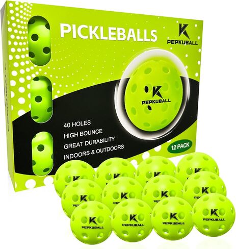 Pickleball Balls Indoor: 4 Pack, 8 Pack, 12 Pack | 40-Hole Outdoor Pickleballs, High Visibility & Bounce, Stylish & Durable for All Paddle Styles & Skill Levels in Saudi Arabia