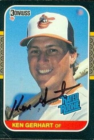 مستودع التوقيع 50734 كين جيرهارت بطاقة البيسبول موقعة بالتيمور أوريولز 1987 Donruss تقييم الصاعد رقم .30 in Saudi Arabia