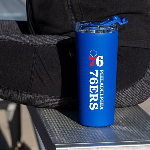 Rico Industries NBA Basketball Philadelphia 76ers Royal Blue 24oz Stainless Steel Tumbler with Lid and Dual Functioning Lid in Saudi Arabia