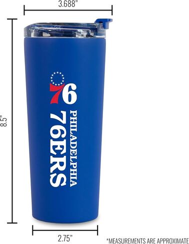 Rico Industries NBA Basketball Philadelphia 76ers Royal Blue 24oz Stainless Steel Tumbler with Lid and Dual Functioning Lid in Saudi Arabia