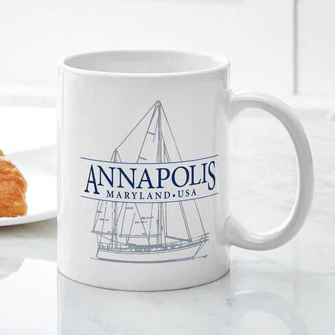 Cafepress Annapolis Sailboat Mug 11 أوقية (325 مل) قدح القهوة السيراميك in Kuwait