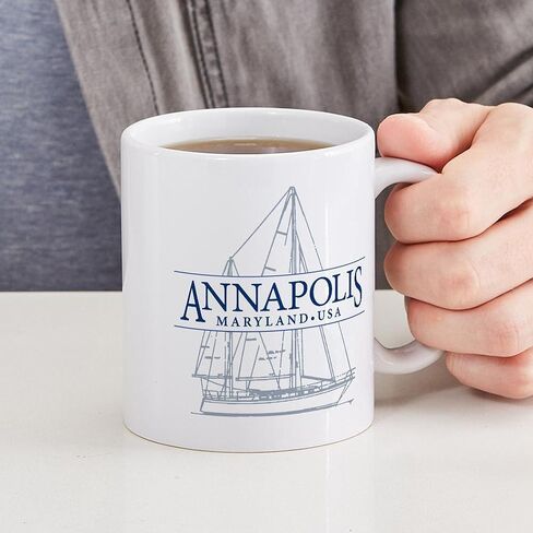 Cafepress Annapolis Sailboat Mug 11 أوقية (325 مل) قدح القهوة السيراميك in Kuwait