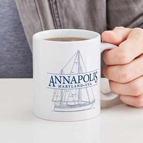Cafepress Annapolis Sailboat Mug 11 أوقية (325 مل) قدح القهوة السيراميك in Kuwait