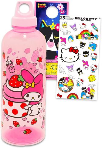 مجموعة زجاجة ماء قابلة لإعادة الاستخدام من Sanrio - حزمة مع زجاجة ماء من البلاستيك 30 أوقية مع تويست أعلى للمنزل والمدرسة والرياضة ، بالإضافة إلى ملصق ، المزيد من الحاوية الرياضية in Saudi Arabia