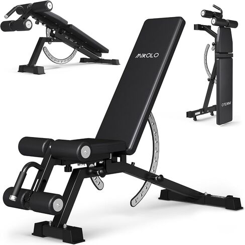 Mikolo 1200 رطل مقعد الوزن ، مقعد تمرين قابل للتعديل مع دعم الساق القابل للفصل ، ومقعد تمرين لتوفير مساحة التخزين العمودي لصالة الألعاب الرياضية المنزلية ، والانحدار المنحدر ، الجلوس على مقاعد البدلاء للياقة بدقة الجسم in Kuwait
