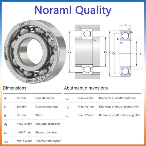 1Pcs Bearing 6309 6309-2RS 6309-2Z 6309-2ZN 6309NR 6309-2RSNR Deep Groove Ball Bearing(6309N-2ZP5C3) in Saudi Arabia