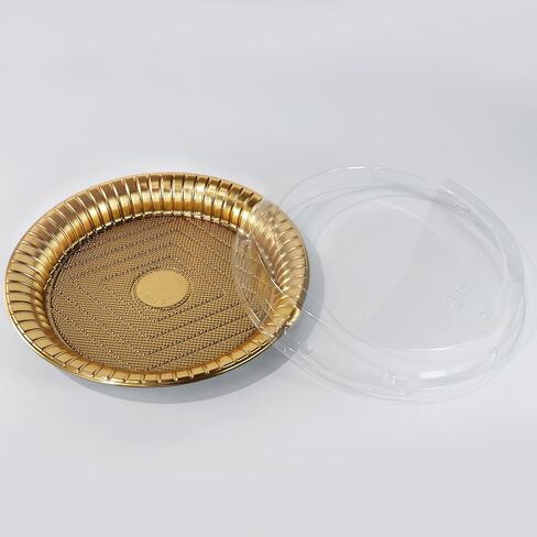 10.8 "صواني الطعام مع الأغطية [5 حزمة] ، حاملة فطيرة يمكن التخلص منها مع صواني حزب مستديرة واضحة لغطاء الكعك الكعك بوكي (5) in Kuwait