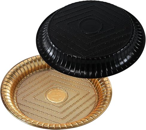 10.8 "صواني الطعام مع الأغطية [5 حزمة] ، حاملة فطيرة يمكن التخلص منها مع صواني حزب مستديرة واضحة لغطاء الكعك الكعك بوكي (5) in Kuwait