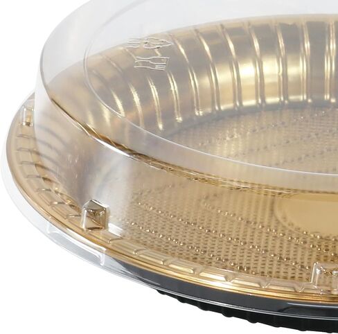 10.8 "صواني الطعام مع الأغطية [5 حزمة] ، حاملة فطيرة يمكن التخلص منها مع صواني حزب مستديرة واضحة لغطاء الكعك الكعك بوكي (5) in Kuwait